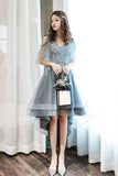 Cute Lace High Low Prom Dresses, A-Line Party Homecoming Dresses HZ0429