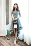 Cute Lace High Low Prom Dresses, A-Line Party Homecoming Dresses HZ0429