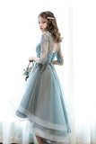 Cute Lace High Low Prom Dresses, A-Line Party Homecoming Dresses HZ0429