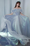 Romantic Tulle Long Prom Dresses, A-Line Evening Dresses HZ0429
