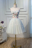 Lovely Strapless Tulle Lace Knee Length Prom Dress, A-Line Party Dress HZ0429