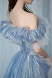 Romantic Tulle Long Prom Dresses, A-Line Evening Dresses HZ0429