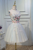Lovely Strapless Tulle Lace Knee Length Prom Dress, A-Line Party Dress HZ0429