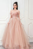 Beautiful Pink Off the Shoulder Lace Party Dresses, Pink Junior Prom Dresses HZ0429