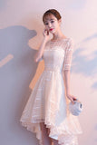 Champagne Tulle High Low Prom Dress, A-Line Party Homecoming Dress HZ0429