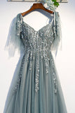 Purple Tulle Lace Long Prom Dresses, A-Line Evening Party Dresses HZ0429