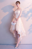 Champagne Tulle High Low Prom Dress, A-Line Party Homecoming Dress HZ0429