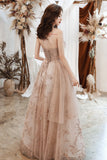 Lovely Strapless Tulle Sequined Long Prom Dresses, A-Line Evening Party Dresses HZ0429