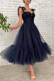 Blue Tulle Short Prom Dresses, Cute A-Line Homecoming Party Dresses HZ0429