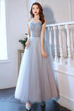 Cute Strapless Tulle Long Prom Dress, A-Line Formal Evening Dress HZ0429