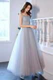 Cute Strapless Tulle Long Prom Dress, A-Line Formal Evening Dress HZ0429