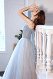 Cute Strapless Tulle Long Prom Dress, A-Line Formal Evening Dress HZ0429