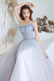 Cute Strapless Tulle Long Prom Dress, A-Line Formal Evening Dress HZ0429