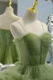 Green Tulle Long Prom Dresses, A-Line Formal Evening Dresses HZ0429