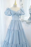Blue A-Line Long Prom Dress, Blue Formal Evening Dress HZ0429