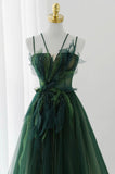Green Tulle Long A-Line Prom Dress, Green Formal Evening Dress HZ0429