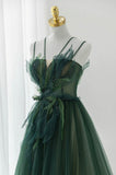 Green Tulle Long A-Line Prom Dress, Green Formal Evening Dress HZ0429