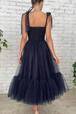 Blue Tulle Short Prom Dresses, Cute A-Line Homecoming Party Dresses HZ0429