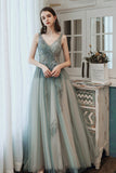 Cute Tulle Lace Long Prom Dress, A-Line Evening Dress HZ0429