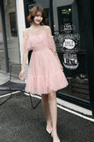 Pink Tulle Short Prom Dress, A-Line Party Dress HZ0429