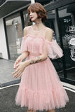 Pink Tulle Short Prom Dress, A-Line Party Dress HZ0429