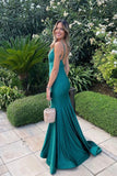 Mermaid Satin Long Prom Dresses, Mermaid Backless Party Dresses HZ0429