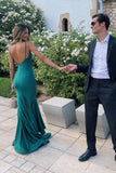 Mermaid Satin Long Prom Dresses, Mermaid Backless Party Dresses HZ0429