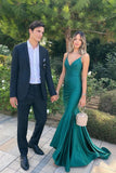 Mermaid Satin Long Prom Dresses, Mermaid Backless Party Dresses HZ0429