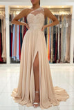 Champagne Chiffon Long Prom Dresses, One Shoulder Evening Dresses HZ0429