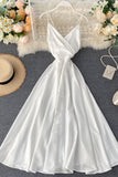 Simple V-Neck Satin Dresses, A-Line Fashion Dresses HZ0429