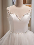 White Spaghetti Strap Tulle Short Prom Dress, Cute A-Line Party Dress HZ0429