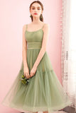 Green Tulle Short Prom Dresses, Cute A-Line Homecoming Dresses HZ0429