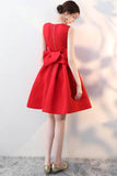 Red Satin Short Prom Dresses, A-Line Party Homecoming Dresses HZ0429