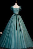 Green Tulle Long Senior Prom Dress, A-Line Formal Evening Dress HZ0429
