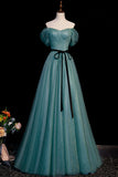 Green Tulle Long Senior Prom Dress, A-Line Formal Evening Dress HZ0429