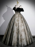 Black Velvet Tulle Sequins Floor Length Prom Dress, Off the Shoulder Evening Party Dress HZ0429