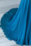 Blue Chiffon Long A-Line Prom Dress, A-Line Evening Dress Party Dress HZ0429