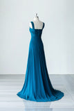 Blue Chiffon Long A-Line Prom Dress, A-Line Evening Dress Party Dress HZ0429