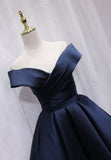 A-Line Satin Off the Shoulder Short Prom Dress, Mini Evening Party Dress HZ0429