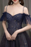 Lovely Spaghetti Strap Ombre Tulle Long Formal Evening Dress, A-Line Party Dress HZ0429