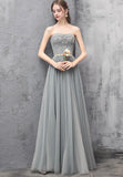 A-Line Strapless Long Prom Dresses, Cute Evening Dresses HZ0429