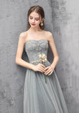 A-Line Strapless Long Prom Dresses, Cute Evening Dresses HZ0429
