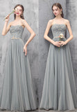 A-Line Strapless Long Prom Dresses, Cute Evening Dresses HZ0429