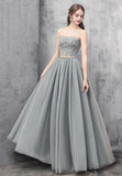 A-Line Strapless Long Prom Dresses, Cute Evening Dresses HZ0429