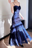 Blue Straps Sweetheart Long Formal Dress, Blue Prom Dress Evening Dress HZ0429
