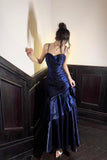 Blue Straps Sweetheart Long Formal Dress, Blue Prom Dress Evening Dress HZ0429