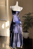 Blue Straps Sweetheart Long Formal Dress, Blue Prom Dress Evening Dress HZ0429