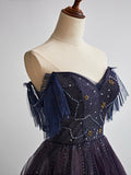 Purple Gradient Tulle Long Prom Dress, Beautiful A-Line Evening Party Dress HZ0429