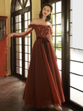 Off Shoulder Tulle Long Prom Dresses, Beautiful A Line Tulle Evening Dresses HZ0429