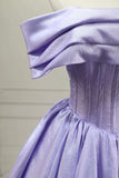 Lilac Corset Bodice Princess Dress A-Line Satin Formal Evening Gown HZ0429